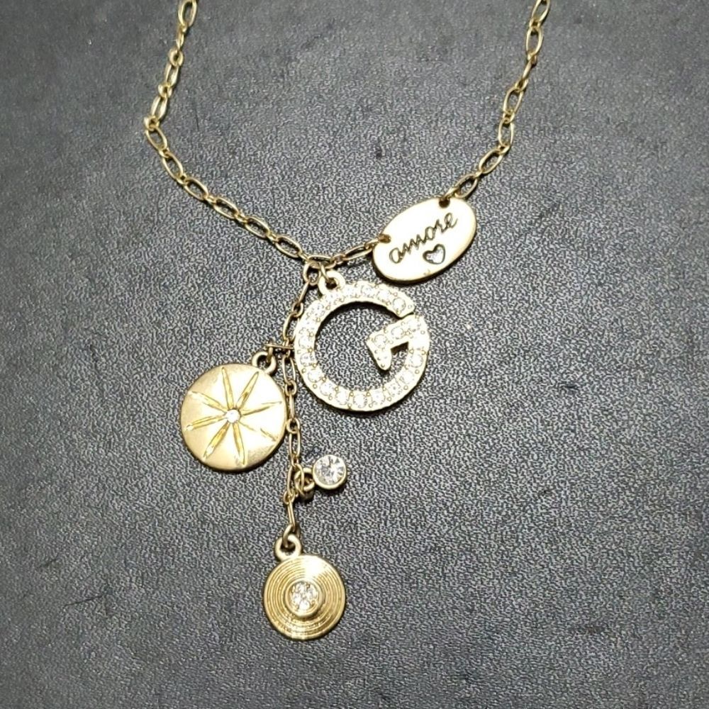 Guess gold tone amore necklace 20-23.5"